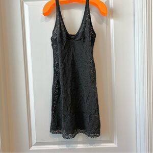 Victoria's Secret The Lacie Black Lace Slip Chemise Babydoll Sz M Sheer